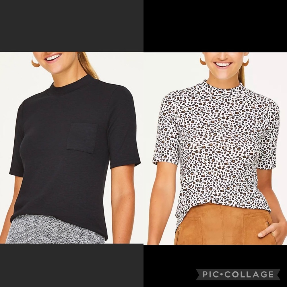 Bundle! 2 Loft Outlet Mock Neck Half Sleeve Tee